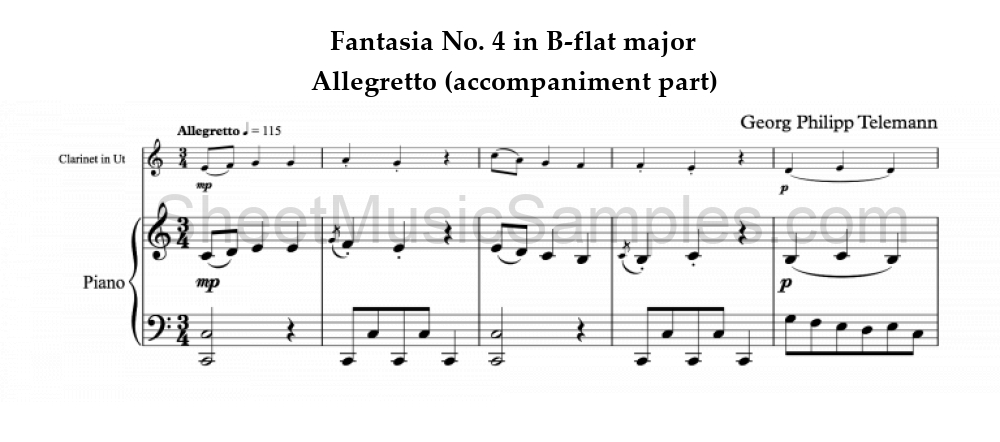 Fantasia No. 4 in B-flat major - Allegretto (accompaniment part)