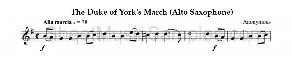 The Duke of York's March (Alto Saxophone)