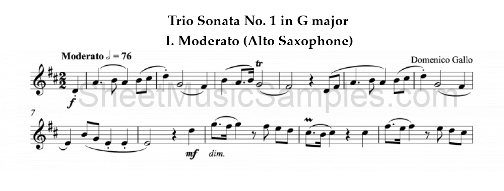 Trio Sonata No. 1 in G major - I. Moderato (Alto Saxophone)