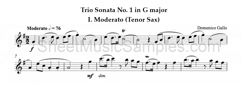 Trio Sonata No. 1 in G major - I. Moderato (Tenor Sax)