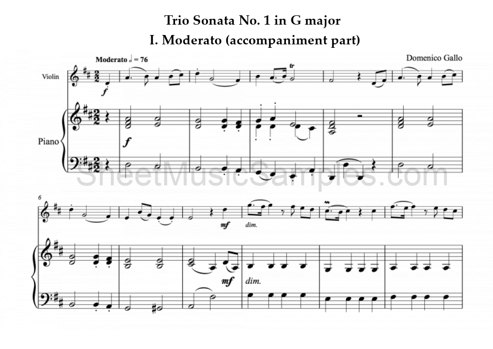 Trio Sonata No. 1 in G major - I. Moderato (accompaniment part)