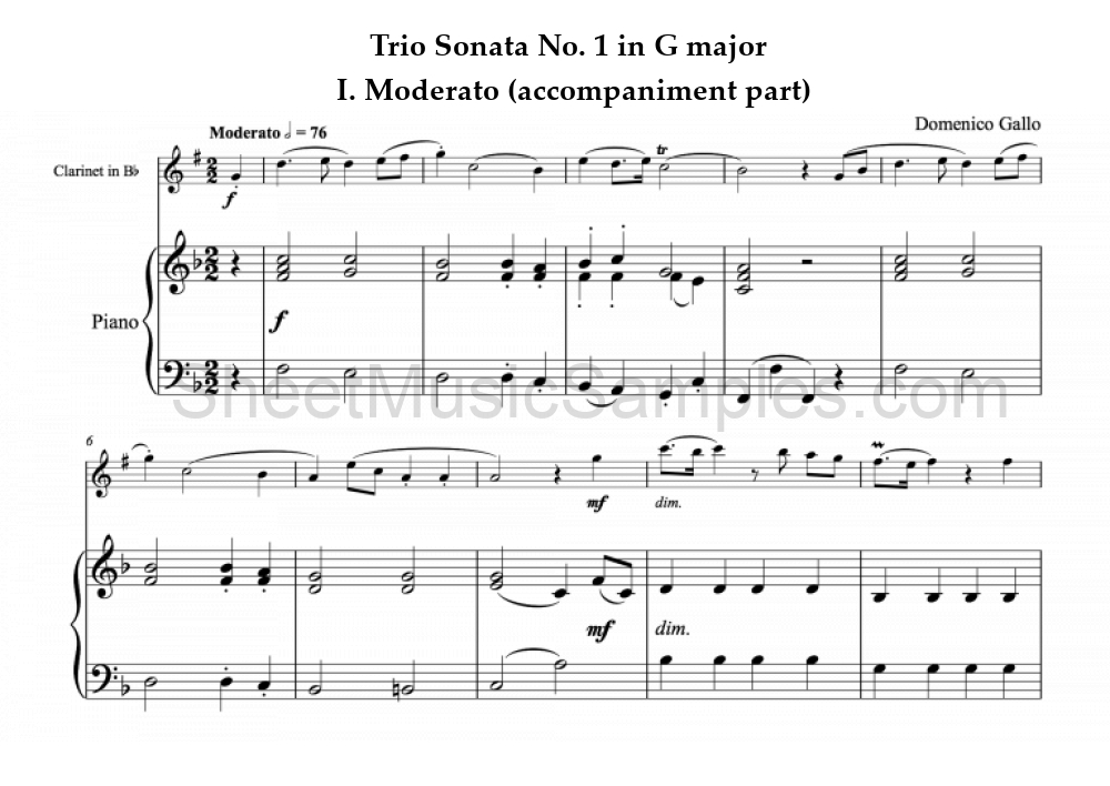 Trio Sonata No. 1 in G major - I. Moderato (accompaniment part)