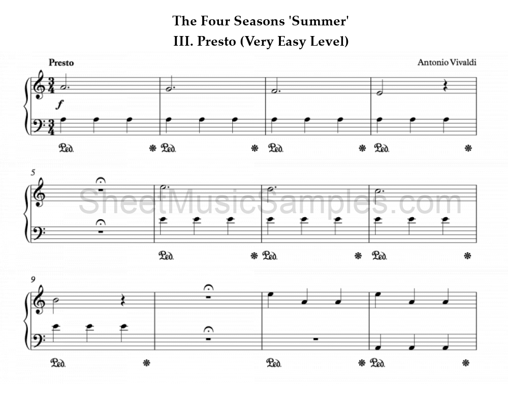 The Four Seasons 'Summer' - III. Presto (Very Easy Level)