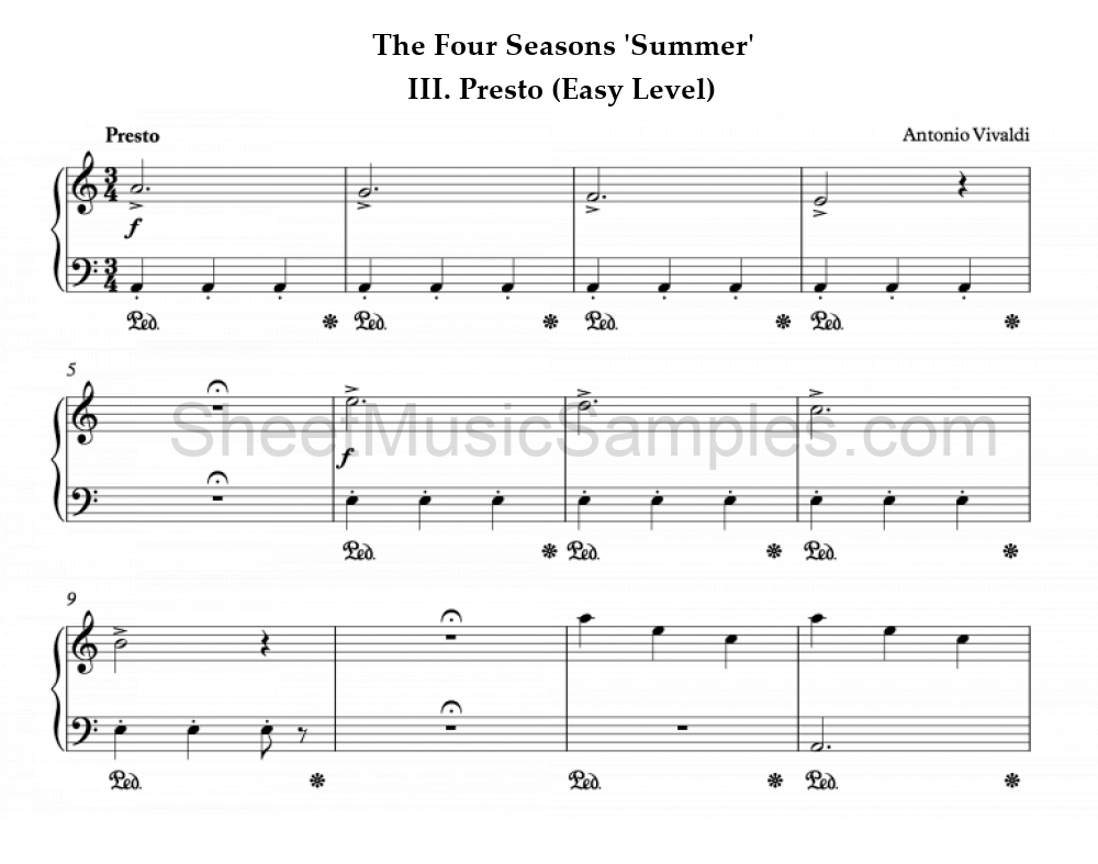 The Four Seasons 'Summer' - III. Presto (Easy Level)