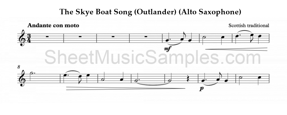 The Skye Boat Song (Outlander) (Alto Saxophone)