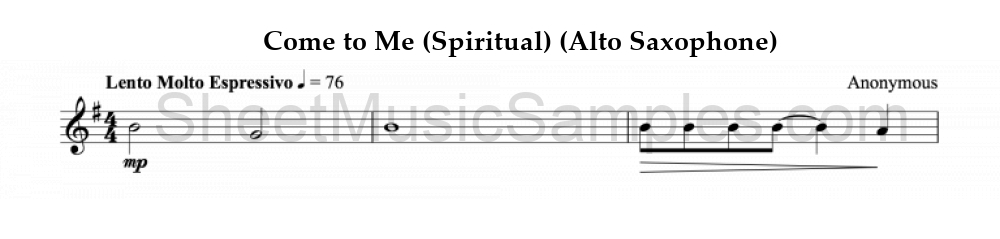 Come to Me (Spiritual) (Alto Saxophone)