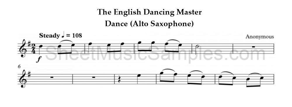 The English Dancing Master - Dance (Alto Saxophone)