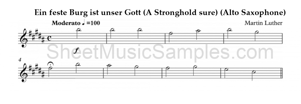 Ein feste Burg ist unser Gott (A Stronghold sure) (Alto Saxophone)