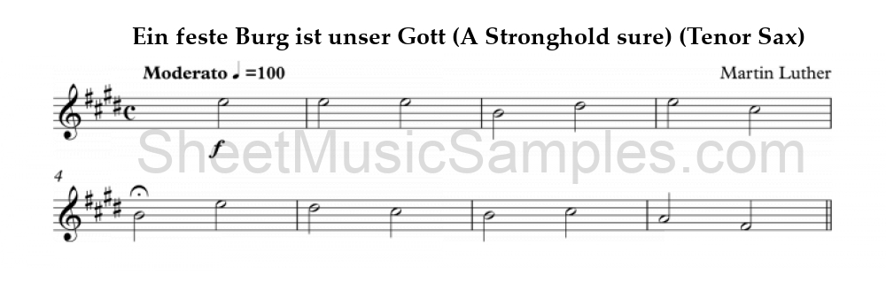 Ein feste Burg ist unser Gott (A Stronghold sure) (Tenor Sax)