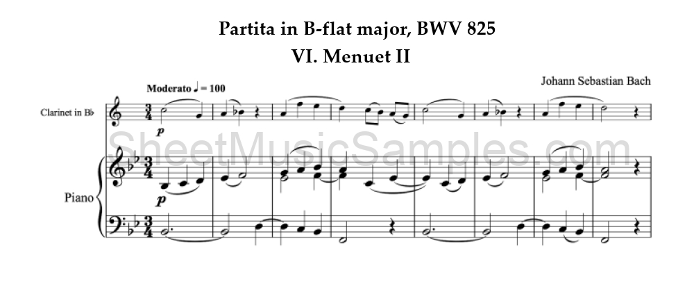 Partita in B-flat major, BWV 825 - VI. Menuet II