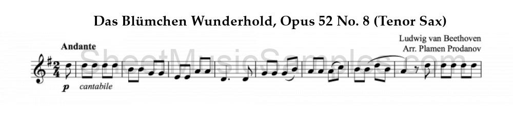 Das Blümchen Wunderhold, Opus 52 No. 8 (Tenor Sax)