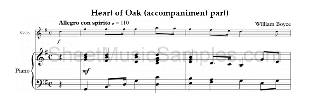 Heart of Oak (accompaniment part)