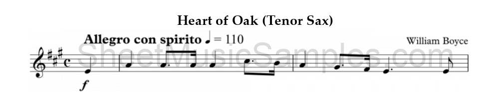 Heart of Oak (Tenor Sax)