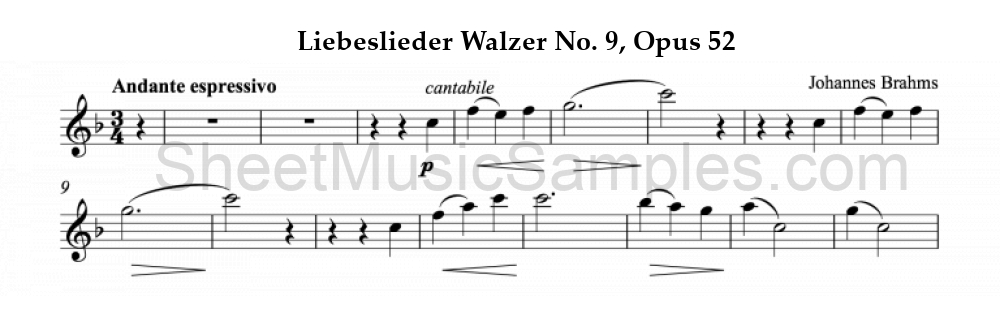 Liebeslieder Walzer No. 9, Opus 52