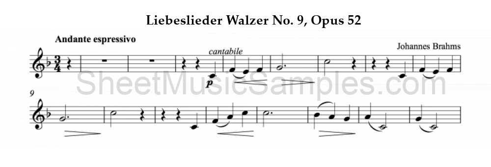 Liebeslieder Walzer No. 9, Opus 52