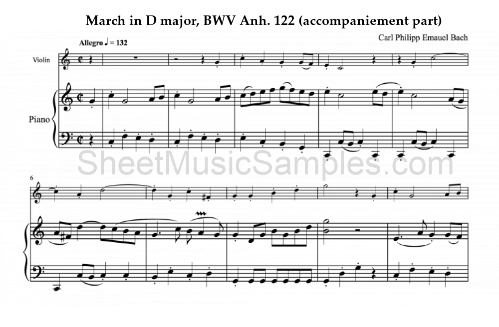 March in D major, BWV Anh. 122 (accompaniement part)