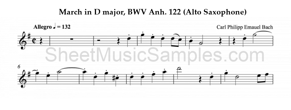 March in D major, BWV Anh. 122 (Alto Saxophone)