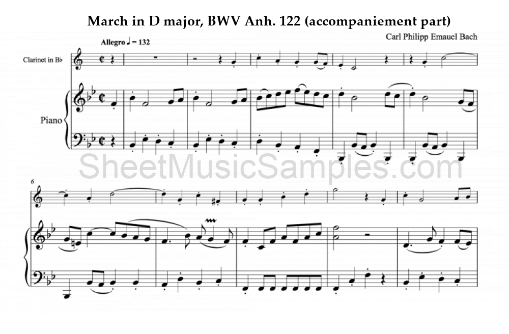 March in D major, BWV Anh. 122 (accompaniement part)