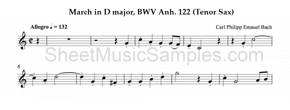 March in D major, BWV Anh. 122 (Tenor Sax)