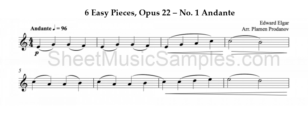 6 Easy Pieces, Opus 22 – No. 1 Andante