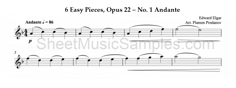 6 Easy Pieces, Opus 22 – No. 1 Andante