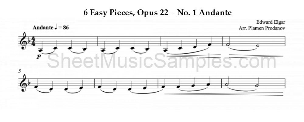 6 Easy Pieces, Opus 22 – No. 1 Andante