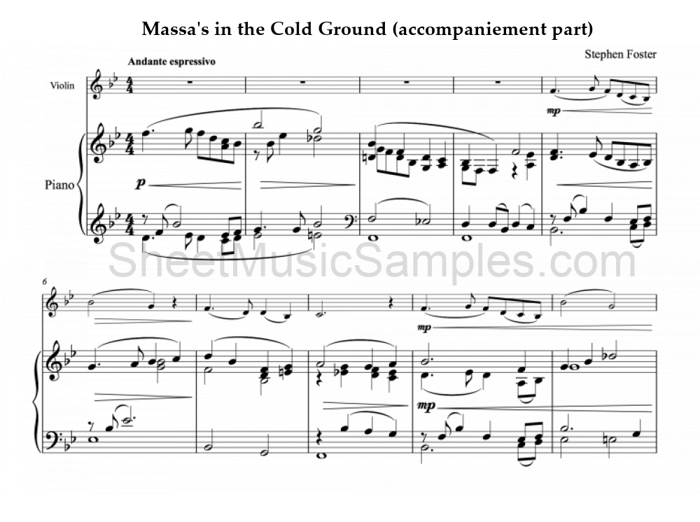 Massa's in the Cold Ground (accompaniement part)