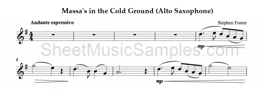 Massa's in the Cold Ground (Alto Saxophone)