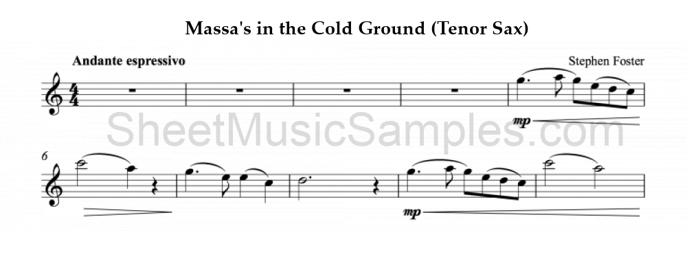 Massa's in the Cold Ground (Tenor Sax)