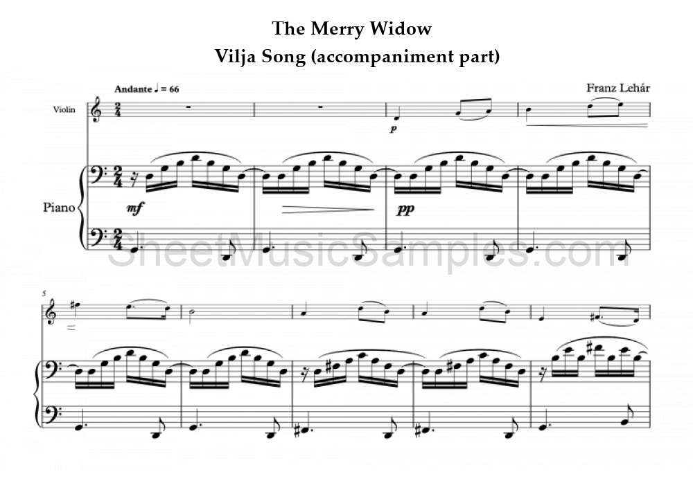 The Merry Widow - Vilja Song (accompaniment part)