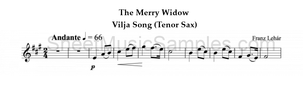 The Merry Widow - Vilja Song (Tenor Sax)