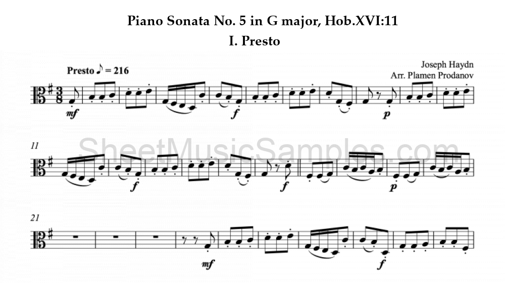 Piano Sonata No. 5 in G major, Hob.XVI:11 - I. Presto