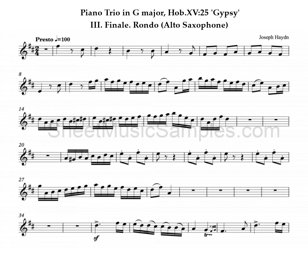 Piano Trio in G major, Hob.XV:25 'Gypsy' - III. Finale. Rondo (Alto Saxophone)