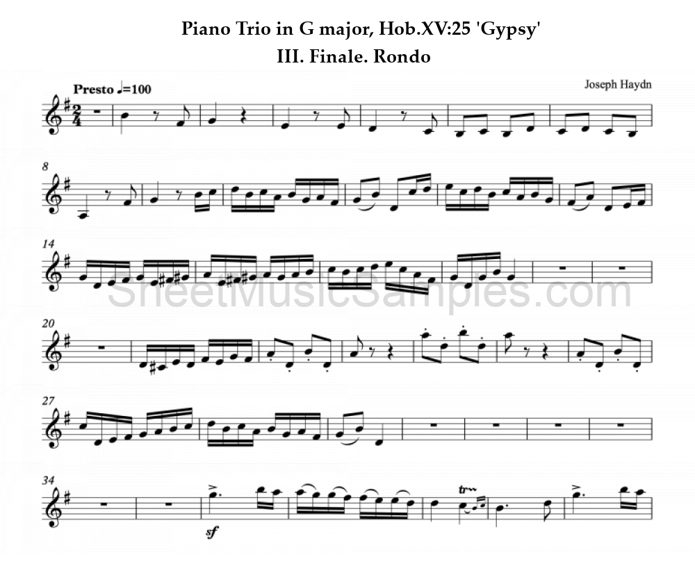 Piano Trio in G major, Hob.XV:25 'Gypsy' - III. Finale. Rondo