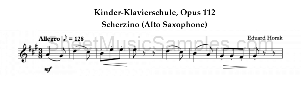 Kinder-Klavierschule, Opus 112 - Scherzino (Alto Saxophone)