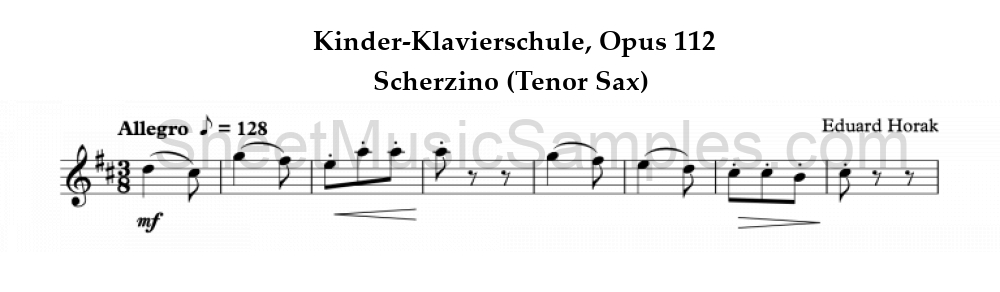 Kinder-Klavierschule, Opus 112 - Scherzino (Tenor Sax)