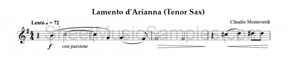 Lamento d'Arianna (Tenor Sax)