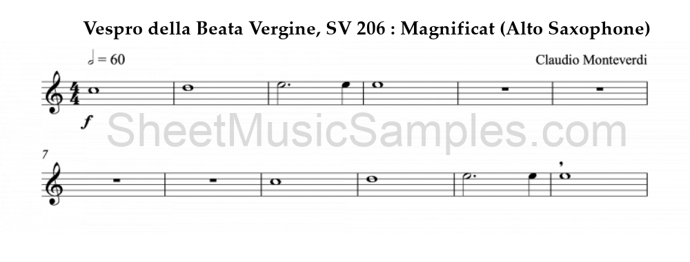 Vespro della Beata Vergine, SV 206 : Magnificat (Alto Saxophone)