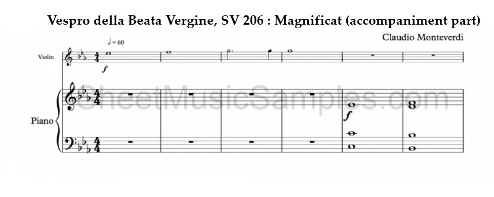 Vespro della Beata Vergine, SV 206 : Magnificat (accompaniment part)