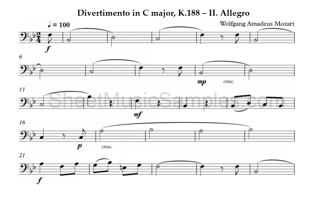 Divertimento in C major, K.188 – II. Allegro