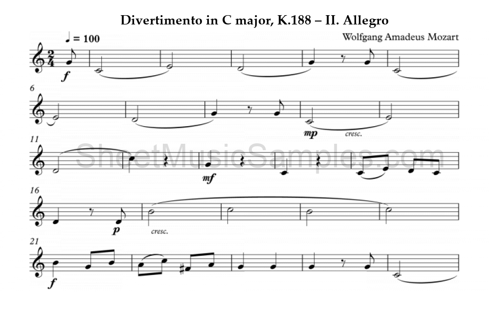 Divertimento in C major, K.188 – II. Allegro