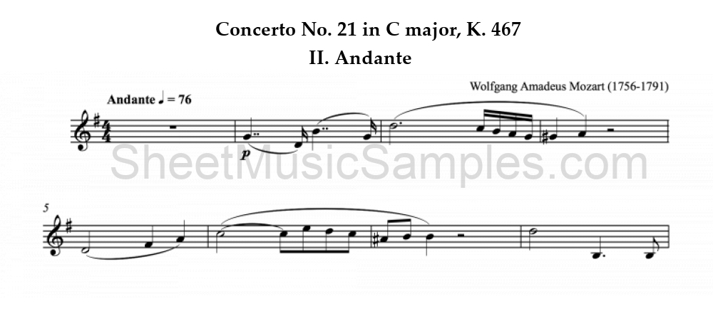 Concerto No. 21 in C major, K. 467 - II. Andante