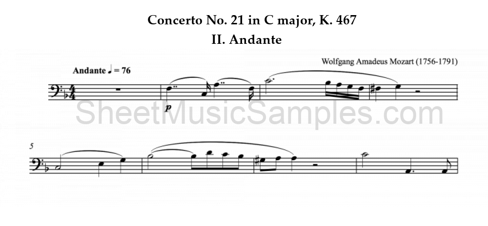 Concerto No. 21 in C major, K. 467 - II. Andante