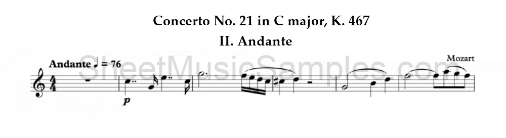 Concerto No. 21 in C major, K. 467 - II. Andante