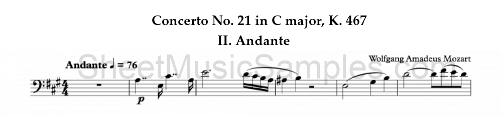 Concerto No. 21 in C major, K. 467 - II. Andante