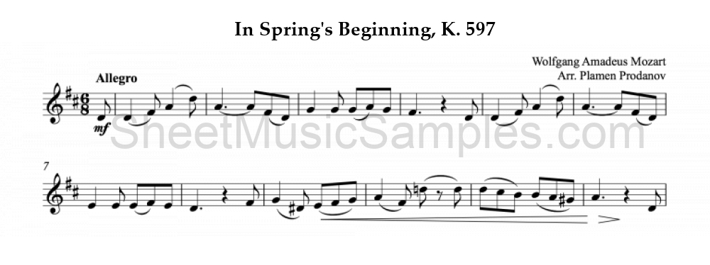 In Spring's Beginning, K. 597