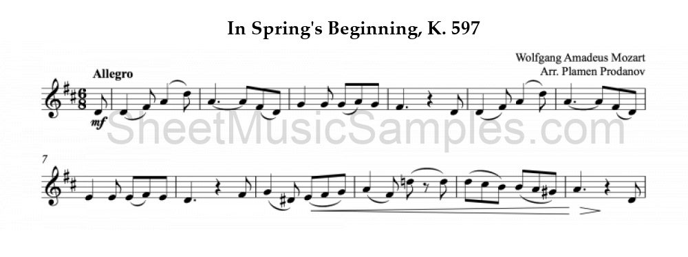 In Spring's Beginning, K. 597