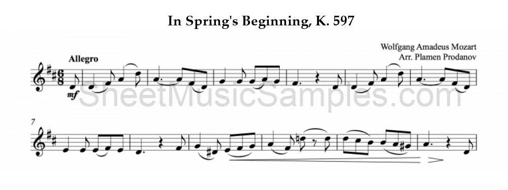 In Spring's Beginning, K. 597