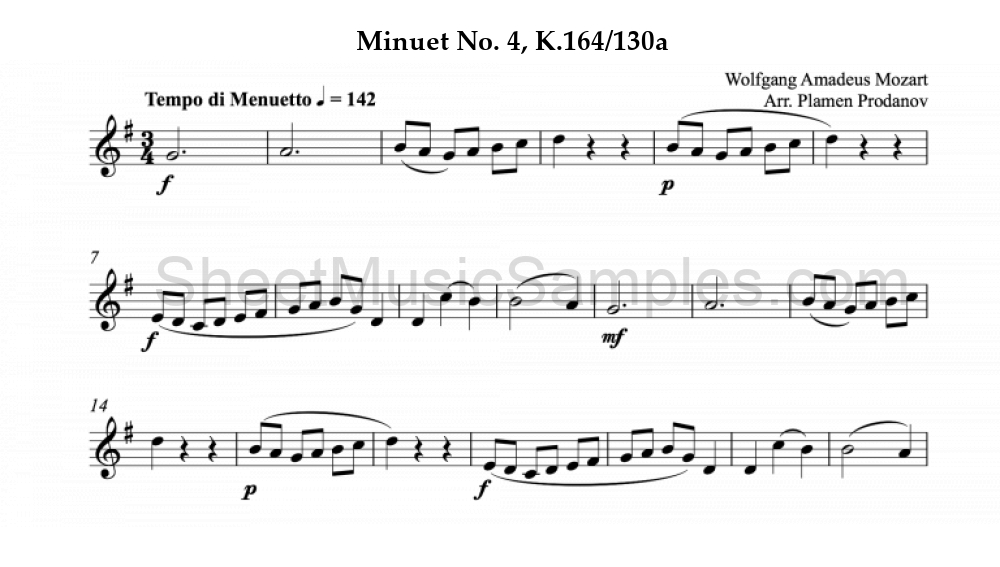 Minuet No. 4, K.164/130a