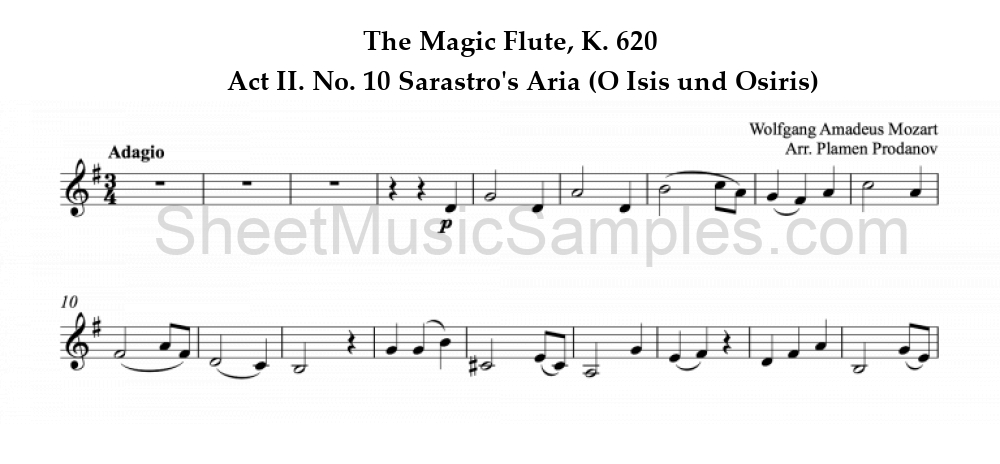 The Magic Flute, K. 620 - Act II. No. 10 Sarastro's Aria (O Isis und Osiris)